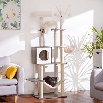 Stylish Hey-Brother Wooden Cat Tree for Adventurous Cats