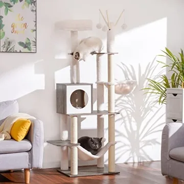 Stylish Hey-Brother Wooden Cat Tree for Adventurous Cats