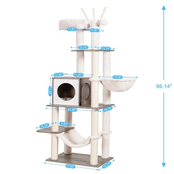 Stylish Hey-Brother Wooden Cat Tree for Adventurous Cats