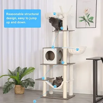 Stylish Hey-Brother Wooden Cat Tree for Adventurous Cats