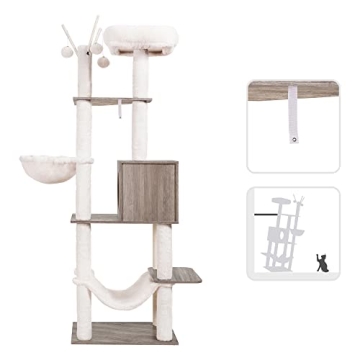 Stylish Hey-Brother Wooden Cat Tree for Adventurous Cats