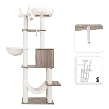 Stylish Hey-Brother Wooden Cat Tree for Adventurous Cats