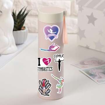 Gymnastics Stickers 100PCS Gymnastics Gifts,Gymnastics Gifts for Girls,Gymnastics Stickers for Water Bottles,Gymnastic Gifts,Igymnastics Room Decor,Gymnastics Wall Decal(Gymnastics Stickers)