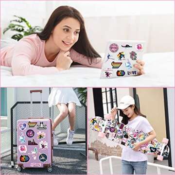 Gymnastics Stickers 100PCS Gymnastics Gifts,Gymnastics Gifts for Girls,Gymnastics Stickers for Water Bottles,Gymnastic Gifts,Igymnastics Room Decor,Gymnastics Wall Decal(Gymnastics Stickers)