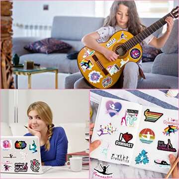 Gymnastics Stickers 100PCS Gymnastics Gifts,Gymnastics Gifts for Girls,Gymnastics Stickers for Water Bottles,Gymnastic Gifts,Igymnastics Room Decor,Gymnastics Wall Decal(Gymnastics Stickers)