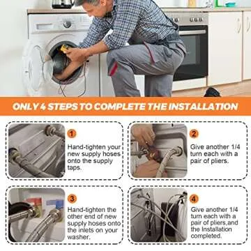 Beaquicy 4 Ft Braided Stainless Steel Washer Hoses