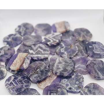 Grips by CRYSTALFY Chevron Amethyst Natural Edge Crystal Phone Grip Holder & Expanding Kickstand - Natural Gemstone Swappable Top Accessory for iPhone, iPad, Kindle & Mobile Devices