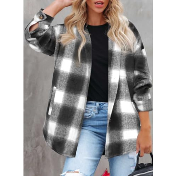 Beaully Women's 2024 Plaid Shacket for Fall and Winter