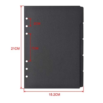 Bluecell Black Paper Dividers for 6-Hole Binders - 3 Sets