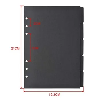 Bluecell Black Paper Dividers for 6-Hole Binders - 3 Sets