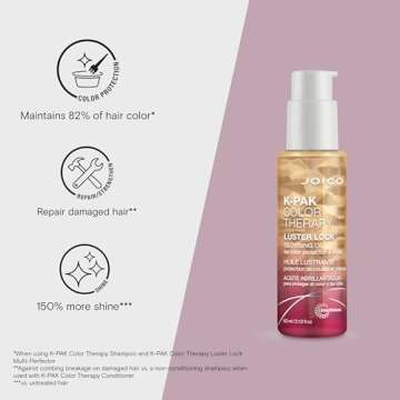 Joico K-PAK Color Therapy Luster Lock Glossing Oil | For Color-Treated Hair | For Color-Protection & Shine | Tame Frizz | With Keratin & Argan Oil | 2.13 Fl Oz