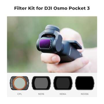 K&F Concept Magnetic 4 Pack ND & CPL Filter Kit Compatible with DJI OSMO Pocket 3, CPL ND16 ND64 ND2...