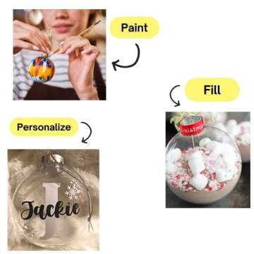 4E's Novelty 12 Pack 3.15 Inch Clear Glass Christmas Ornament Balls - Fillable Glass Ornaments for Crafts with Hanging Cord, Large 80mm Clear Ornament Balls for DIY, Glass Ornaments for Xmas Tree