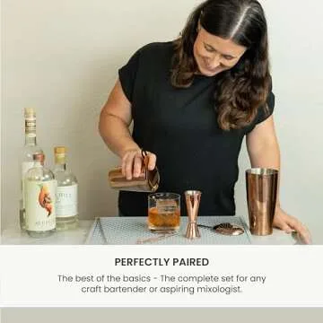 A Bar Above 14-Piece Professional Bartender Gift Set, Premium Barware Accessories, for Home Bar, Bartending Gift Kit, Includes Shaker, Jigger, Strainers, and More