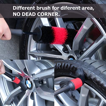 Teancll 6 Pack Car Wheel Brush Set for Ultimate Cleaning