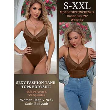 Dlsave Sexy Neon Corset Top for Women Deep V Neck Satin Bodysuit Going Out Tank Tops