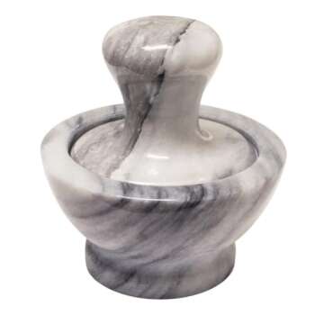 HIC Kitchen Mortar and Pestle Set - 4-Inch Mushroom Marble