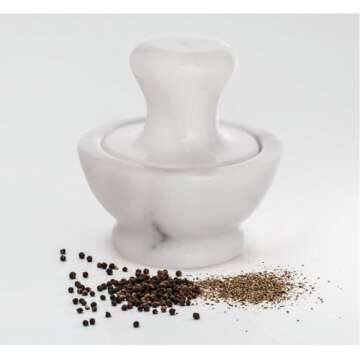 HIC Kitchen Mushroom Mortar and Pestle Set 4-Inches Marble