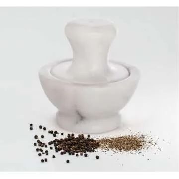 HIC Kitchen Mushroom Mortar and Pestle Set 4-Inches Marble