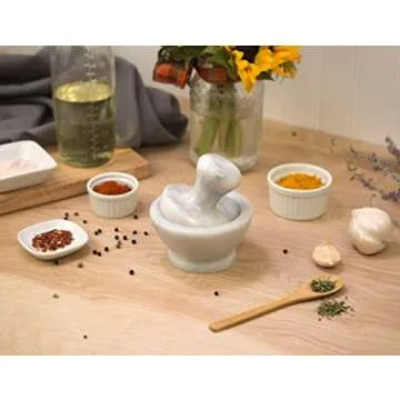 HIC Kitchen Mushroom Mortar and Pestle Set 4-Inches Marble