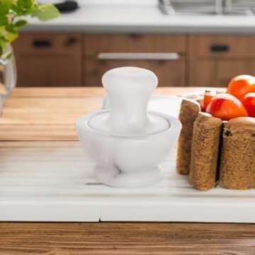 HIC Kitchen Mushroom Mortar and Pestle Set 4-Inches Marble