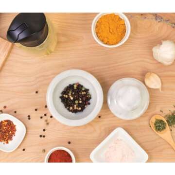 HIC Kitchen Mushroom Mortar and Pestle Set 4-Inches Marble