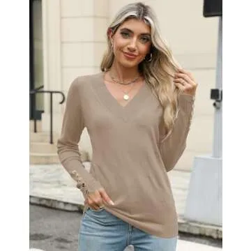 Affordable AKEWEI Women's V Neck Pullover Sweater