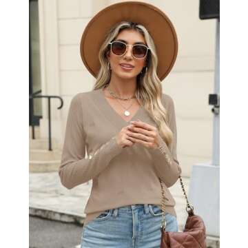 Affordable AKEWEI Women's V Neck Pullover Sweater