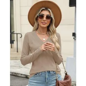 Affordable AKEWEI Women's V Neck Pullover Sweater