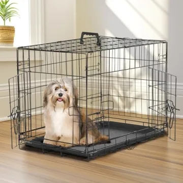 Sweetcrispy 24 Inch Double Door Folding Dog Crate