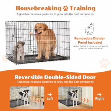 Sweetcrispy 24 Inch Double Door Folding Dog Crate