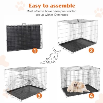 Sweetcrispy 24 Inch Double Door Folding Dog Crate