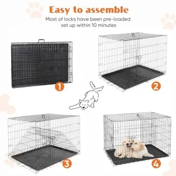 Sweetcrispy 24 Inch Double Door Folding Dog Crate