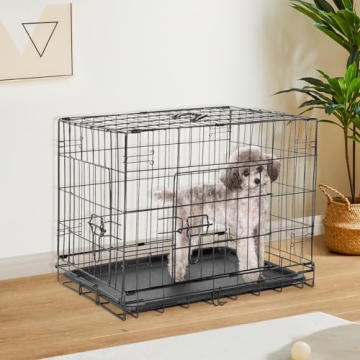 Sweetcrispy 24 Inch Double Door Folding Dog Crate