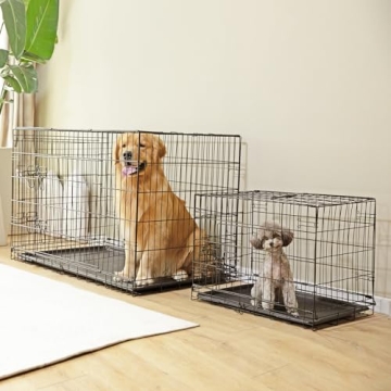 Sweetcrispy 24 Inch Double Door Folding Dog Crate