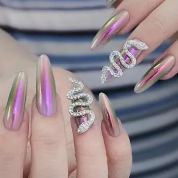 Chameleon Chrome Nail Powder Chrome Powder for Gel Nails,Nail Chrome Powder Shinning Chrome Pigment Mirror Glitter Chrome Powder for Nails Fine Glitter(8 Box)