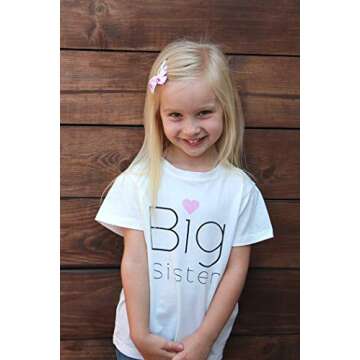 AWEHIRU Wild and Happy Big Sister T-Shirt T Shirt Older Sibling Reveal Pregnancy Announcement Tee To...