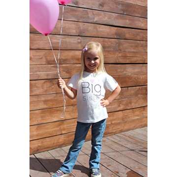 AWEHIRU Wild and Happy Big Sister T-Shirt T Shirt Older Sibling Reveal Pregnancy Announcement Tee Toddler Girl Pink 5T