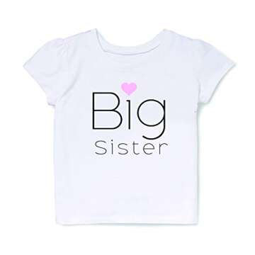 AWEHIRU Wild and Happy Big Sister T-Shirt T Shirt Older Sibling Reveal Pregnancy Announcement Tee Toddler Girl Pink 5T