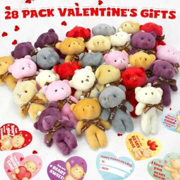 Valentine's Day Gift Cards with Mini Bears 28 Packs