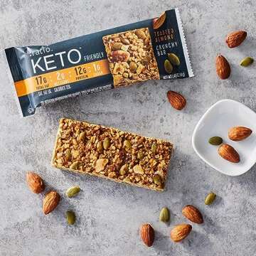 :ratio KETO Friendly Crunchy Bars, Toasted Almond, Gluten Free Snack, 1.45 oz, 12 ct