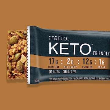 :ratio KETO Friendly Crunchy Bars, Toasted Almond, Gluten Free Snack, 1.45 oz, 12 ct