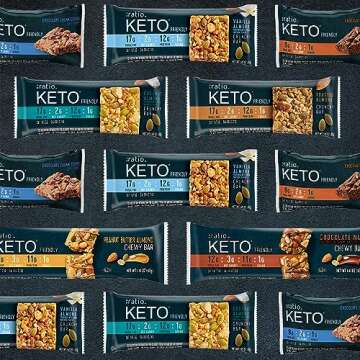 :ratio KETO Friendly Crunchy Bars, Toasted Almond, Gluten Free Snack, 1.45 oz, 12 ct