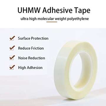 APT UHMW Polyethylene Tape - Durable, Impact Resistant, Noise Reduction for All Surfaces (1" x 18Yds...