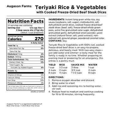 Augason Farms Teriyaki Rice and Vegetables with Freeze-Dried Beef, 38 oz