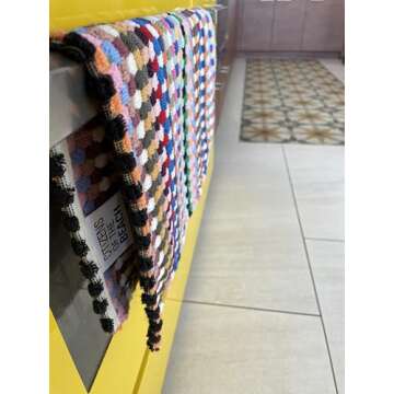 Citizens of the Beach Gummo Rainbow Double Sided Turkish Cotton Pom Pom Kitchen Towels Collection - Boho Bohemian (1)