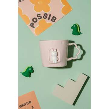 DIHOclub Adorable Rabbit 3D Ceramic Mug - Perfect Gift for Kids and Animal Lovers