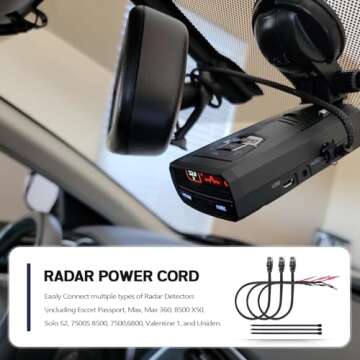 Xislet 16.5" Radar Detector Power Cord with Inline Fuse
