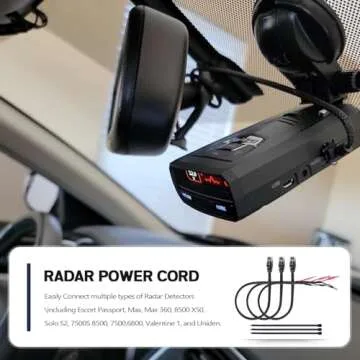 Xislet 16.5" Radar Detector Power Cord with Inline Fuse