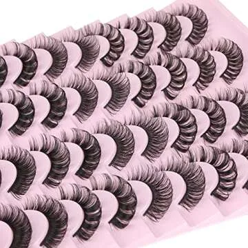 Russian Strip Lashes D Curl Faux Mink Eyelashes Natural Look Fluffy Volume Wispy False Lashes 20 Pairs